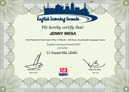 Certificado de 123 Ingles Academy